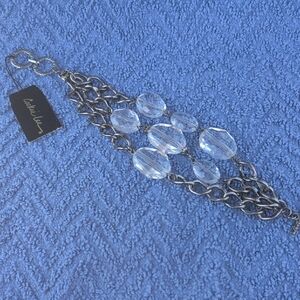 Cookie Lee Hematite Chain Bracelet with Clear Accents